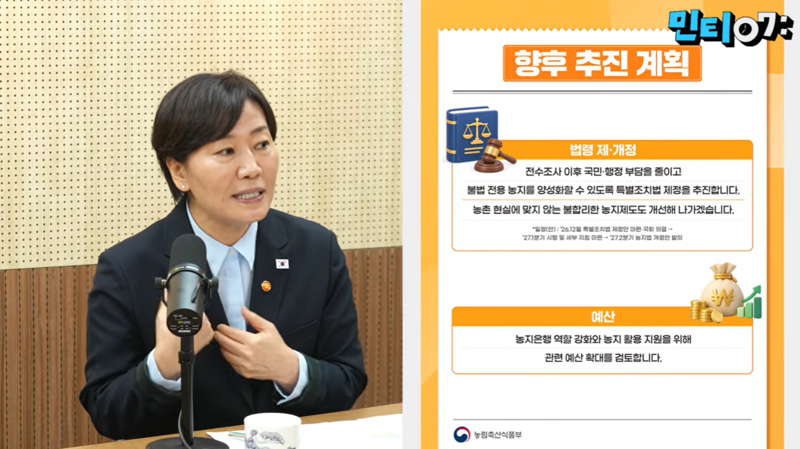 [속보] 송미령 "농지 전수조사 통해 현실에 맞는 농지법 개정 추진해야"