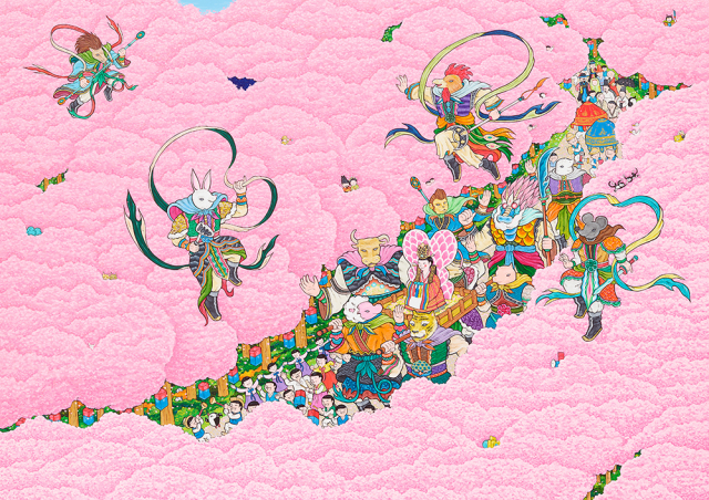 여동헌, Pink Paradise - 시집가는 날 2, 2023, Acrylic on canvas, 115×163cm