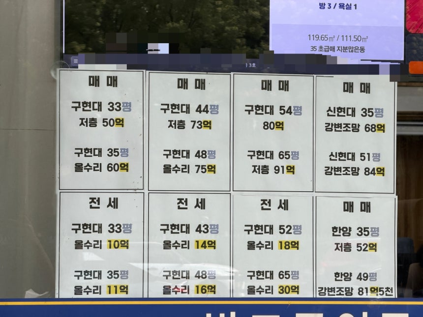 지난 4일 오후 강남구 압구정동에 위치한 공인중개사무소에 매물 전단지가 붙어있는 모습. [헤럴드DB]