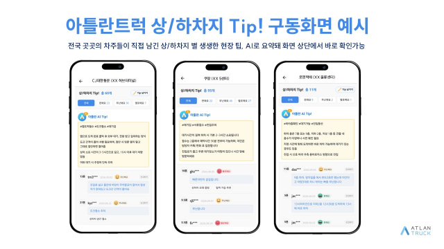 아틀란트럭, 상하차지팁 약 10만 건 분석… 화물운전자 현장 정보 이용 행태 공개