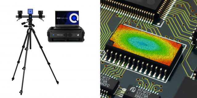 ZEISS ARAMIS(왼쪽)로 촬영한 PCB IC 변형 결과