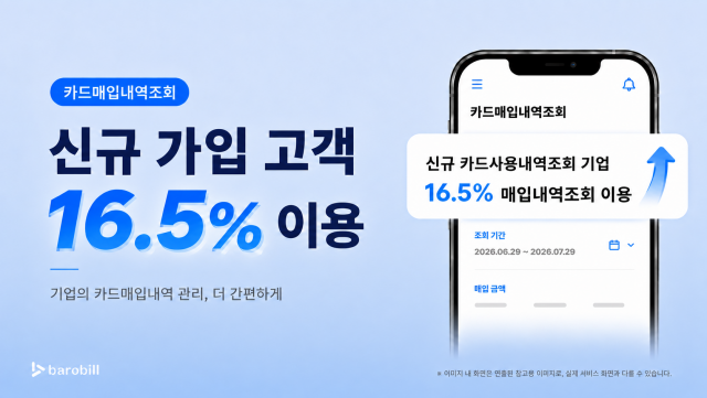 바로빌 신규 가입 고객의 ‘카드매입내역조회’ 서비스 이용 현황(제공=바로빌)