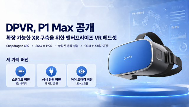 DPVR, VR 헤드셋 ‘P1 Max’ 출시… 확장형 XR 구축과 전문 아이 트⁠래⁠킹을 위한 세 가지 버전