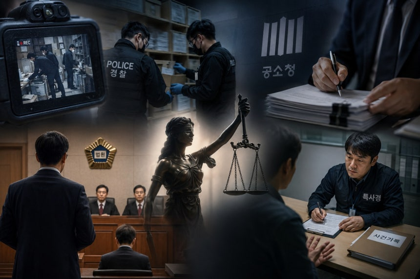 검사의 수사권을 완전히 없애고, '중대한 위법 수사' 등의 공소기각 사유를 추가한 개정 형사소송법이 오는 10월 시행되면 수사와 기소, 재판 전 과정에 엄청난 변화가 일어날 것으로 보인다. 삽화는 인공지능을 이용해 