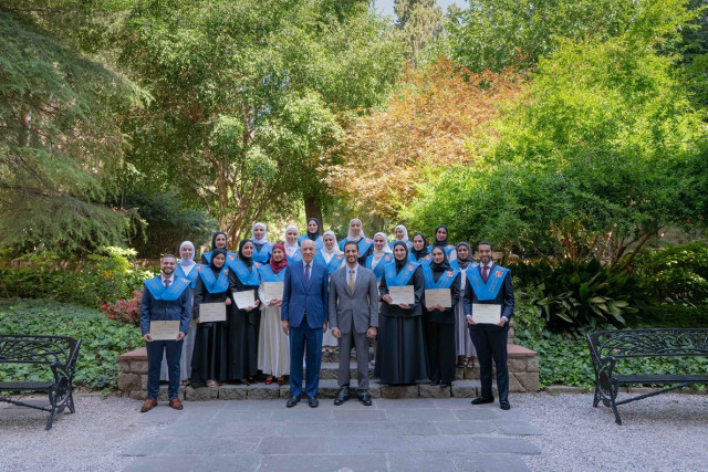 셰이크 술탄(Sheikh Sultan bin Ahmed bin Sultan Al Qasimi) UAE 샤르자 부통치자가 바르셀로나대학교에서 열린 미디어 석사 졸업식에 참석했다(사진: AETOSWire)
